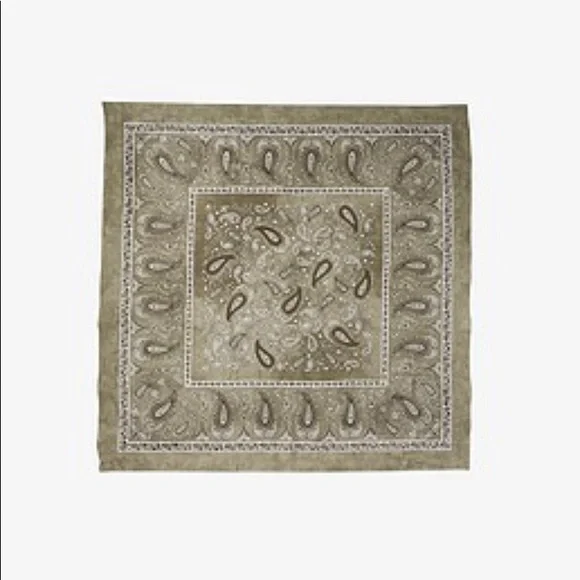 Michael Kors Paisley Scarf 100% silk olive green - Picture 2 of 8